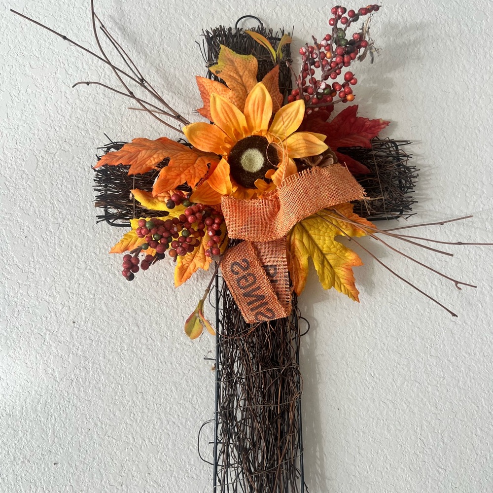 Autumn Harvest Cross Wall Decor